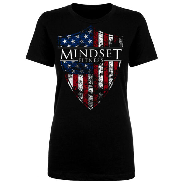 SHIELD FLAG RWB - WOMEN'S FITTED T-SHIRT - $E9C4S2$ Thumbnail